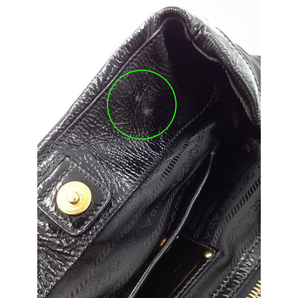 Prada Tessuto leather Shoulder trimmed patent Black tote bag - Picture 7 of 9